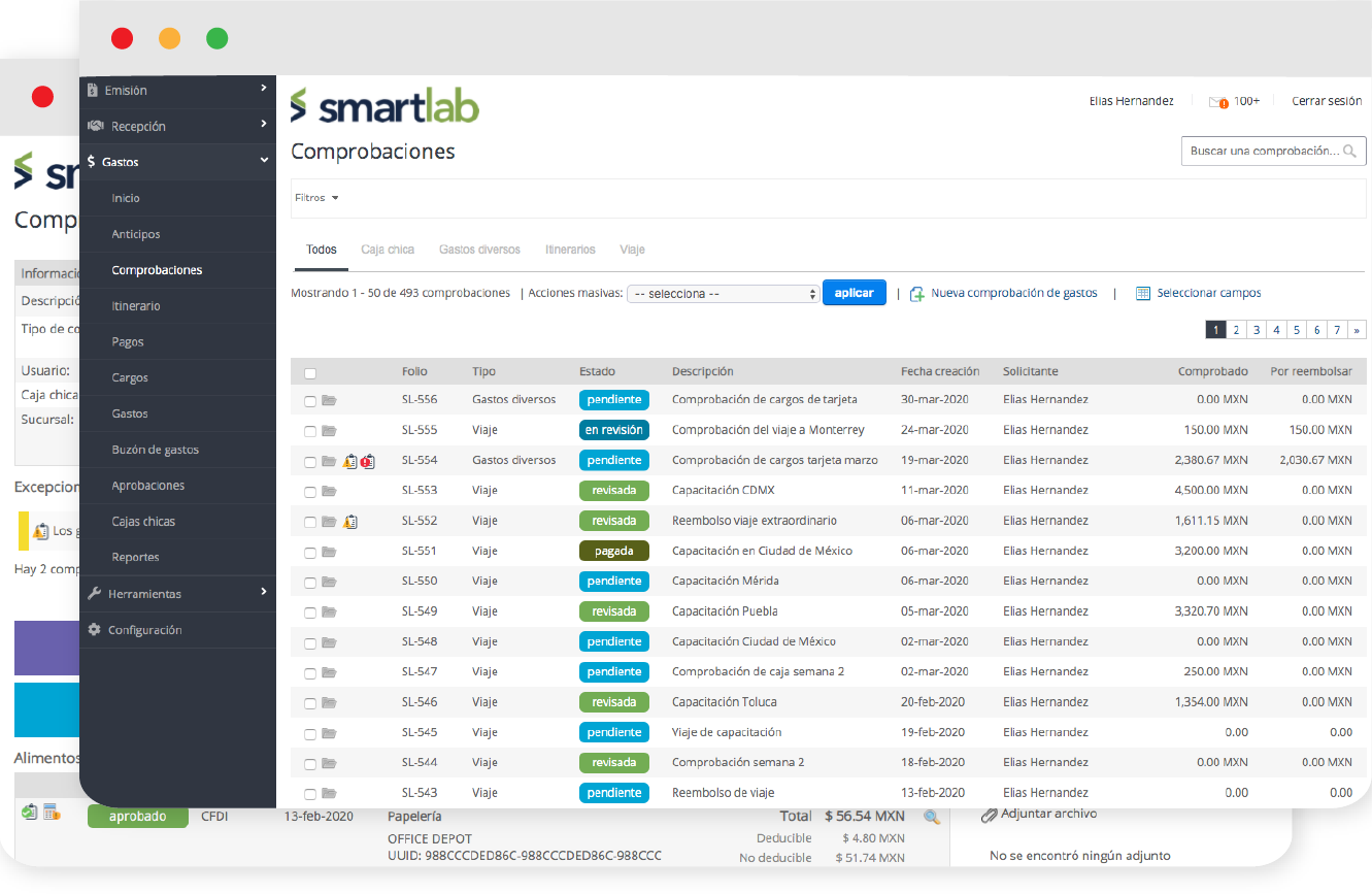 Interfaz módulo de gastos